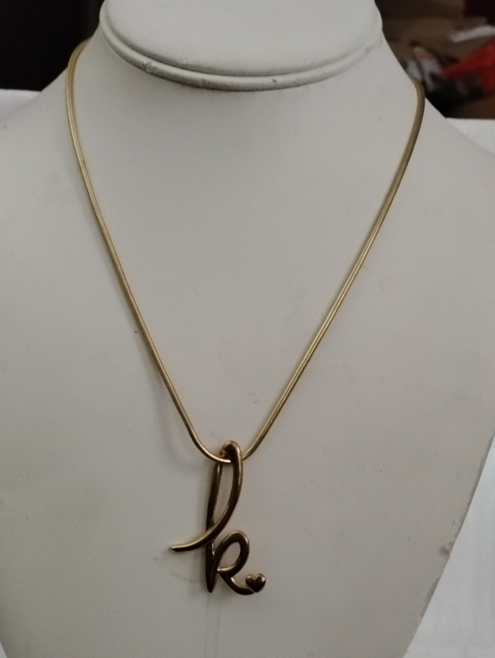 Colleen Lopez Gold Script 'k' Pendant Necklace 17"